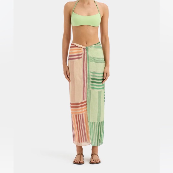 SIR. The Label Marisol Twist Skirt in Multi Patchwork Stripe - Picture 4 of 5